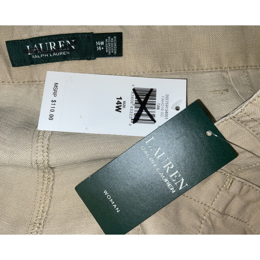 NWT Lauren Ralph Lauren Women's Nyusha Cropped Trouser Pants Tan Size 14W 38x24 - Picture 5 of 6